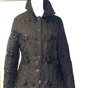 Christian Dior Sz 8 Lightly Quilted Beaded Snap Closure Blazer Jacket